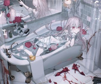 少女与浴缸主题图集高清壁纸原画插画美术绘画图片素材